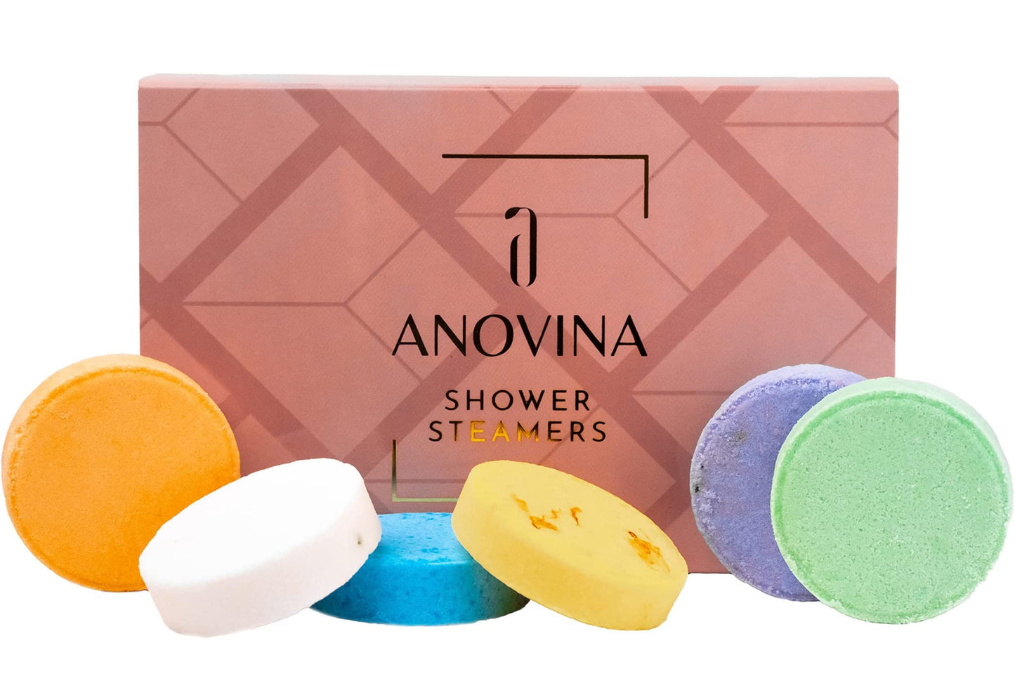 Anovina Shower Steamers Aromatherapy. Variety 6 Pack Proudly Made in USA with Pure Essential Oils Shower Bombs, Self Care Gifts for Women and Men - Shower Tablets Mothers Day Gift