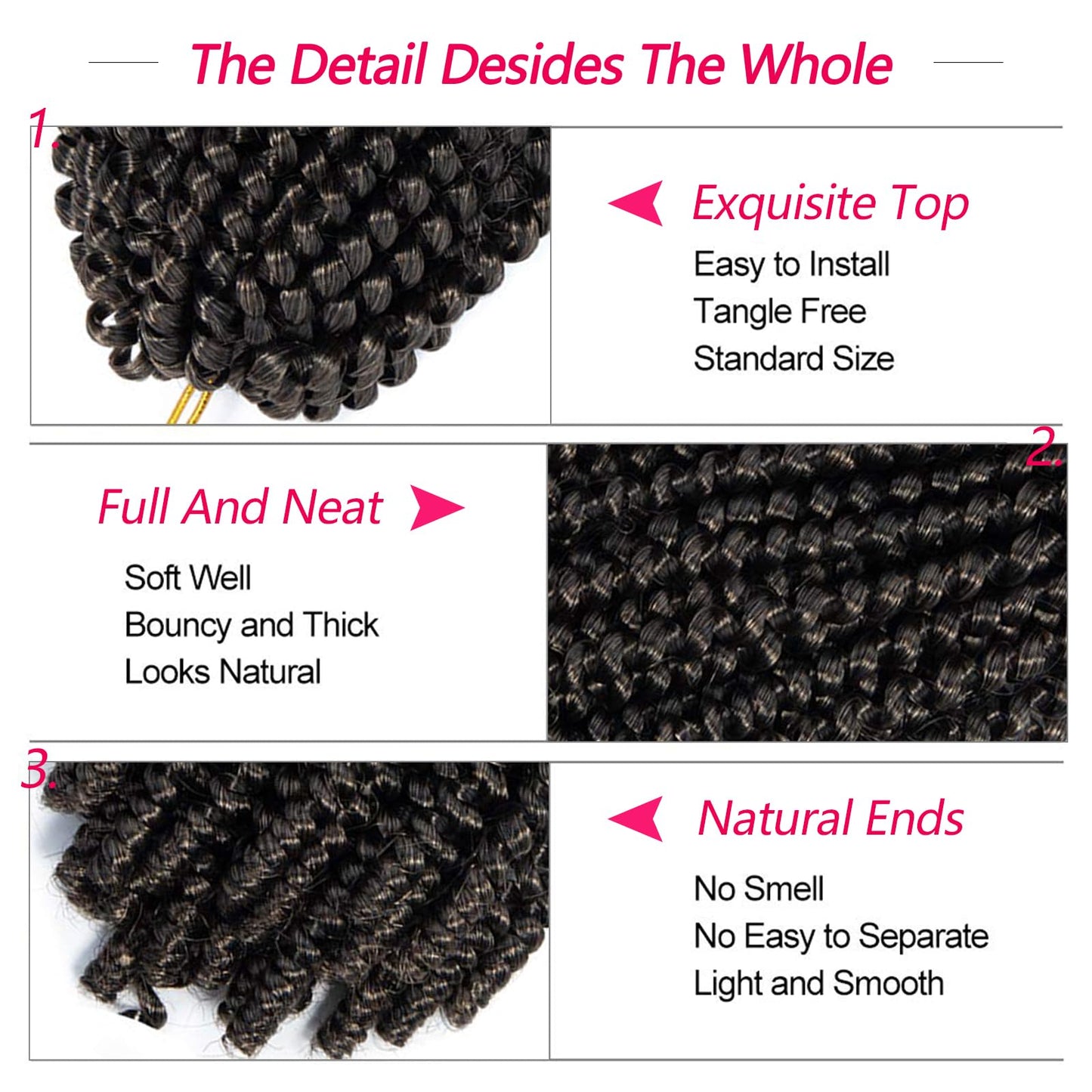 6 Pack Spring Twist Crochet Braiding Hair 8 Inch Bomb Twist Crochet Braids Ombre Colors Low Temperature Kanekalon Synthetic Fluffy Hair Extensions 15 Strands 55g/Pack (8inches, M1B-27)