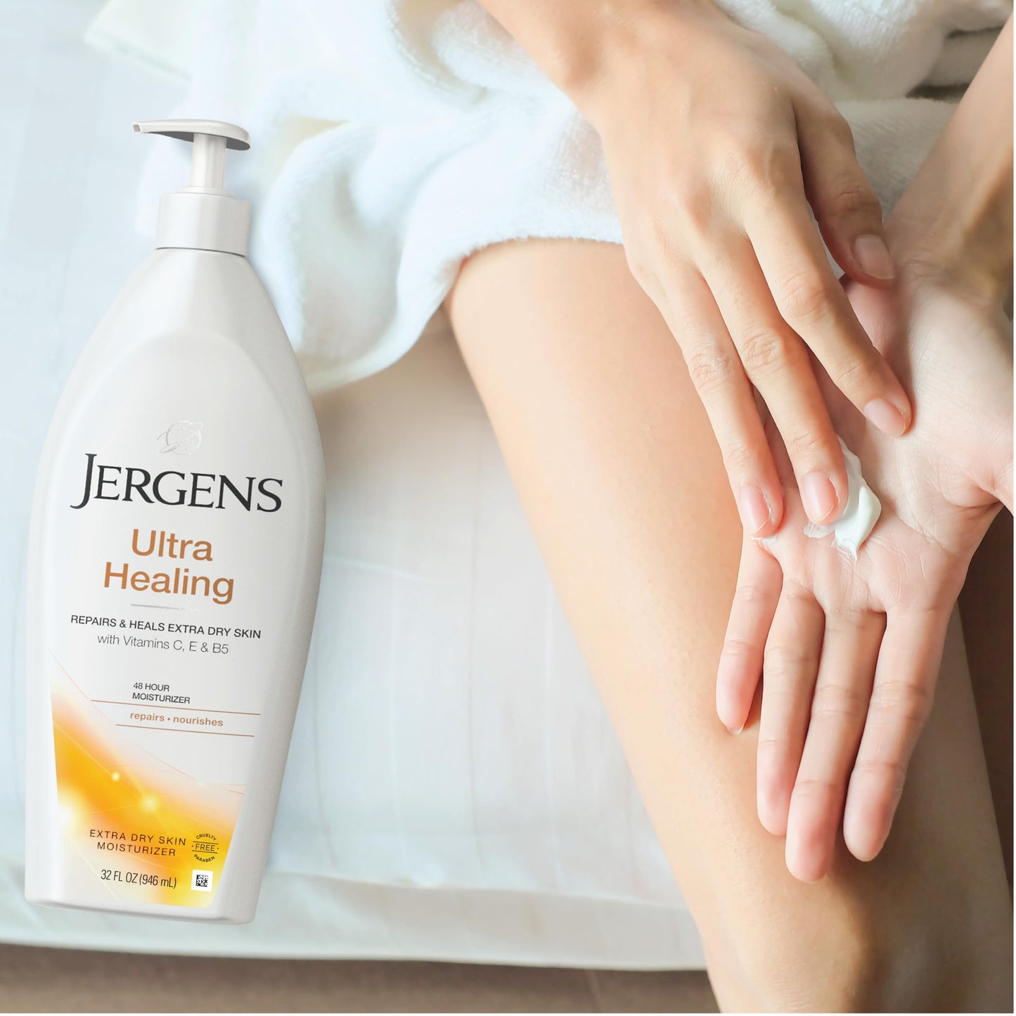 Jergens Ultra Healing Dry Skin Moisturizer, Body and Hand Lotion for Dry Skin, for Quick Absorption into Extra Dry Skin, with HYDRALUCENCE blend, Vitamins C, E, and B5, 32 Ounce (Pack of 6)