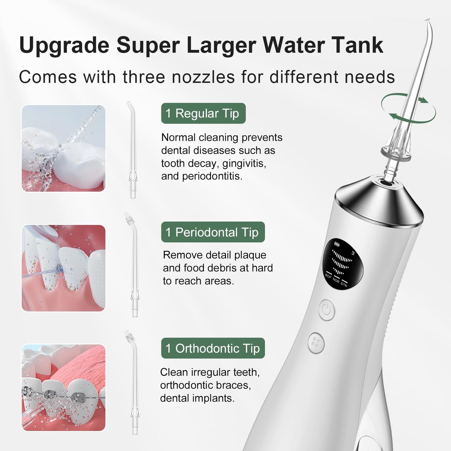 BUZHIWU Water Dental Flosser Teeth Pick: Portable Cordless Oral Irrigator 300ML Rechargeable Travel Irrigation Cleaner IPX7 Waterproof Electric Flossing Machine for Teeth Cleaning RF-001