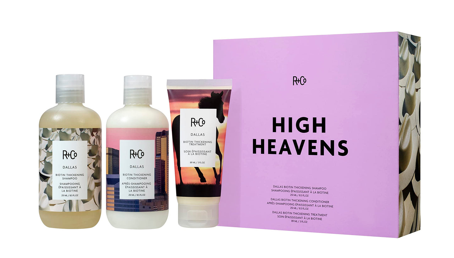 R+Co 3-Step Hair Thickening Kit | High Heavens | Dallas Biotin Shampoo and Conditioner Set + Biotin Thickening Treatment | Vegan + Cruelty-Free |