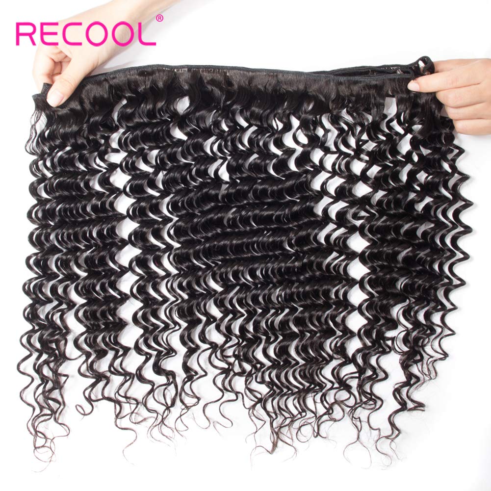 RECOOL 10A Brazilian Hair Deep Wave Bundles Human Hair Extensions One Piece Separately Bundle Single Bundle Natural Color(1 bundle 22 inch, deep wave)