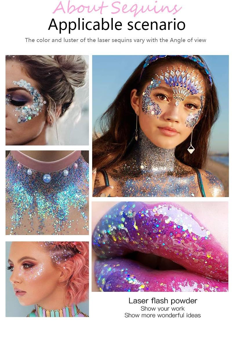 3 Color Body Glitter Gel, Neon Outfit Glow Party for Face and Body Hair Face Nail Glitter Stick Makeup. (02-Gold &03-Pink&05-Silver)