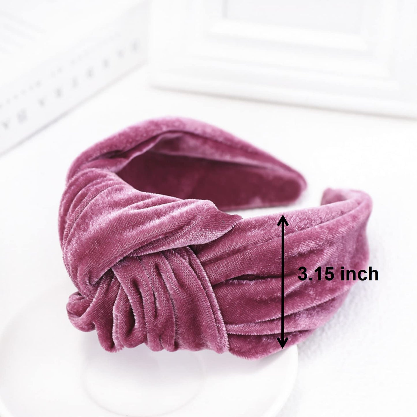 CAUDIO Women Velvet Twisted Headband Elastic Wide Knotted Hairband Cocktail Dating Makeup Hair Hoop for Ladies (Purple)