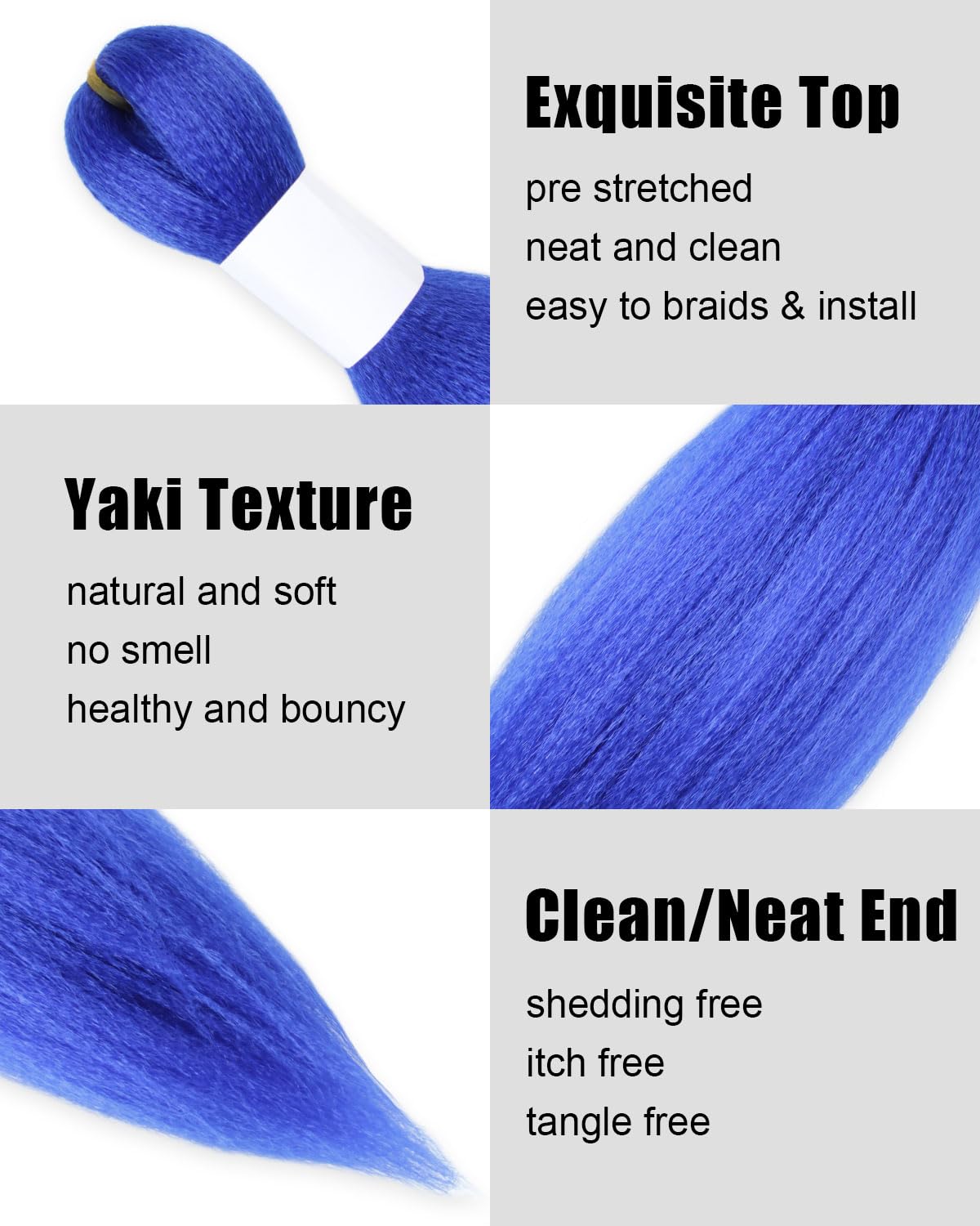 KAVSORAPI Blue Braiding Hair 16 Inch Pre Stretched Hair Colored Short Straight Crochet Braids Yaki Texture Synthetic Fiber 6 Packs (Blue)