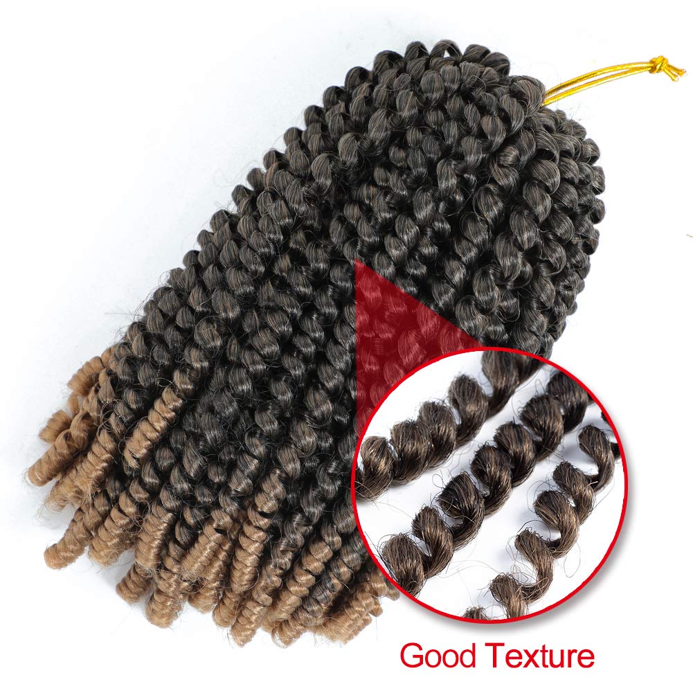 Spring Twist Hair 8 Inch Spring Twist Crochet Hair 6 Packs Spring Twist Braiding Hair For Butterfly Locs Soft Locs Low Temperature Synthetic Fiber Fluffy Hair Extensions (8 Inch,T27)