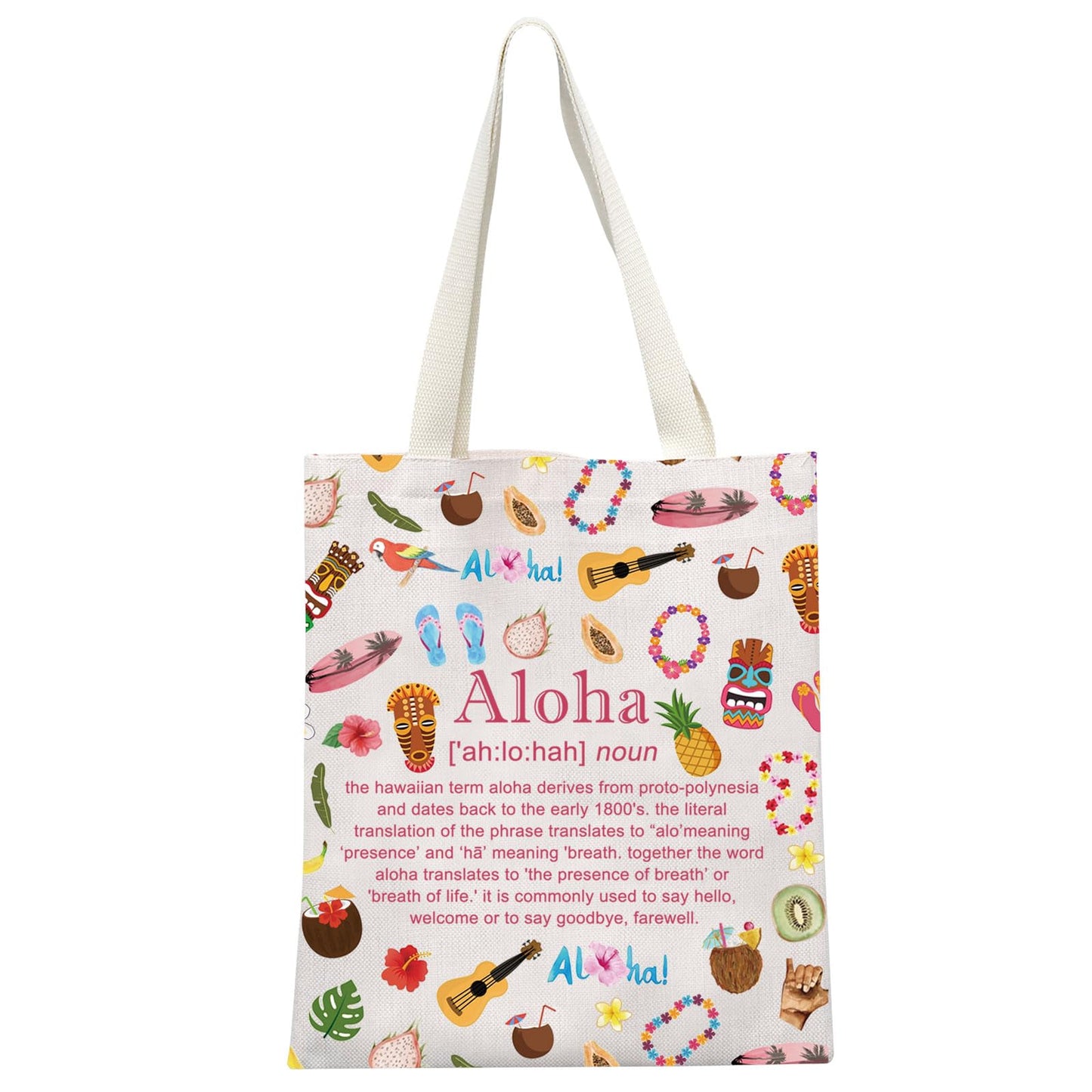 MEIKIUP Hawaii Makeup Bag Aloha Hawaii Vacation Cosmetic Bag Hawaii Beach Zipper Pouch Hawaii Trip Travel Bag (ALOHA Tote Bag)