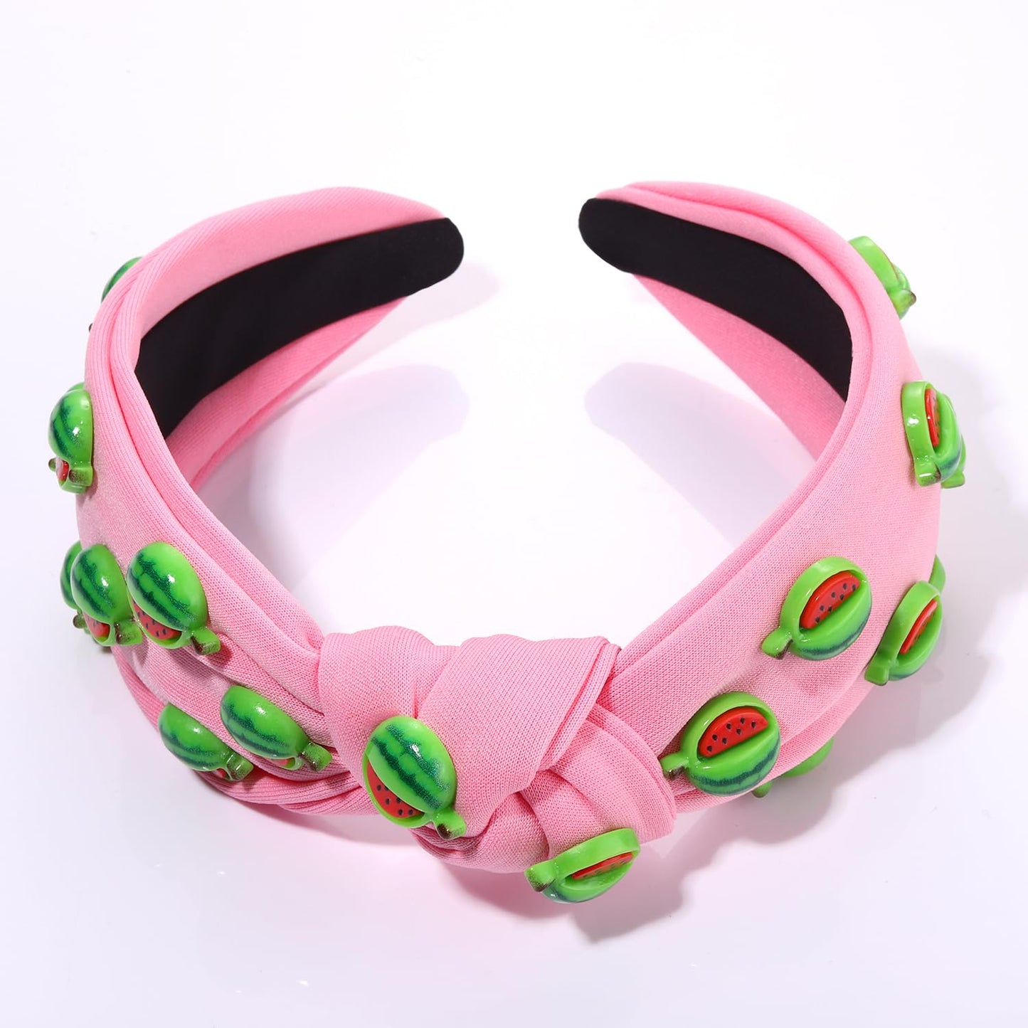 VOGUEKNOCK Fruit Headbands for Women Girls Tropical Watermelon Knotted Headband Summer Beach Headwear Hair Accessories(Watermelon-Pink)