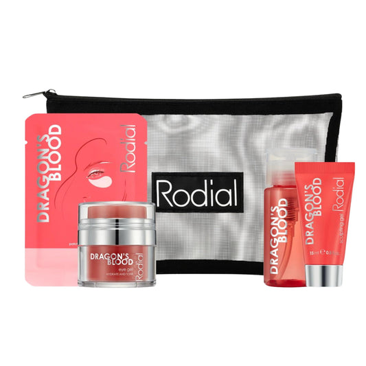 Rodial Dragons Blood Little Luxuries Kit - Sculpting Gel 0.51 fl.oz., Cleansing Water 3.38 fl. oz., Eye Gel 0.51 fl.oz., Jelly Eye Mask (1 sachet) | Beauty Set | Hyaluronic Acid