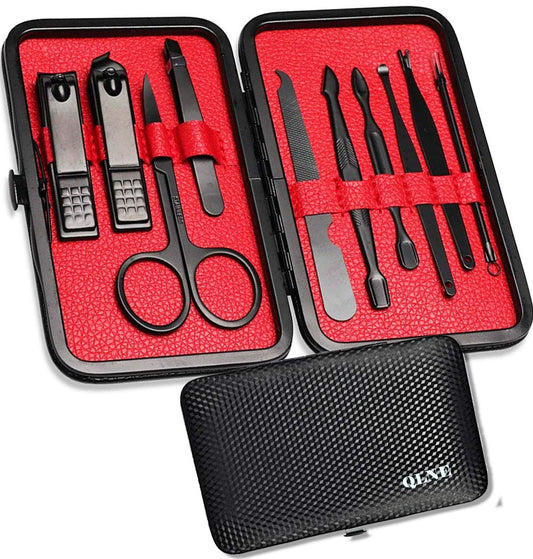 Nail Clippers Sets High Precisio Stainless Steel Nail Cutter Pedicure Kit Nail File Sharp Nail Scissors and Clipper Manicure Pedicure Kit Fingernails & Toenails with Portable stylish case (Red_10in1)