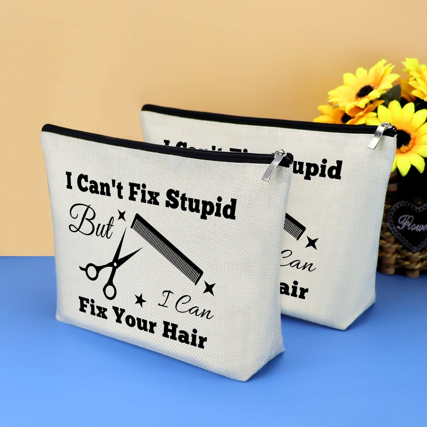 2 Pcs Hairdresser Gifts Hair Stylist Makeup Bag Hair Stylist Gifts Cosmetic Bags Funny Hair Dresser Gift Travel Cosmetic Pouch Christmas Graduation Birthday Gift for Hairdresser Appreciation Gift