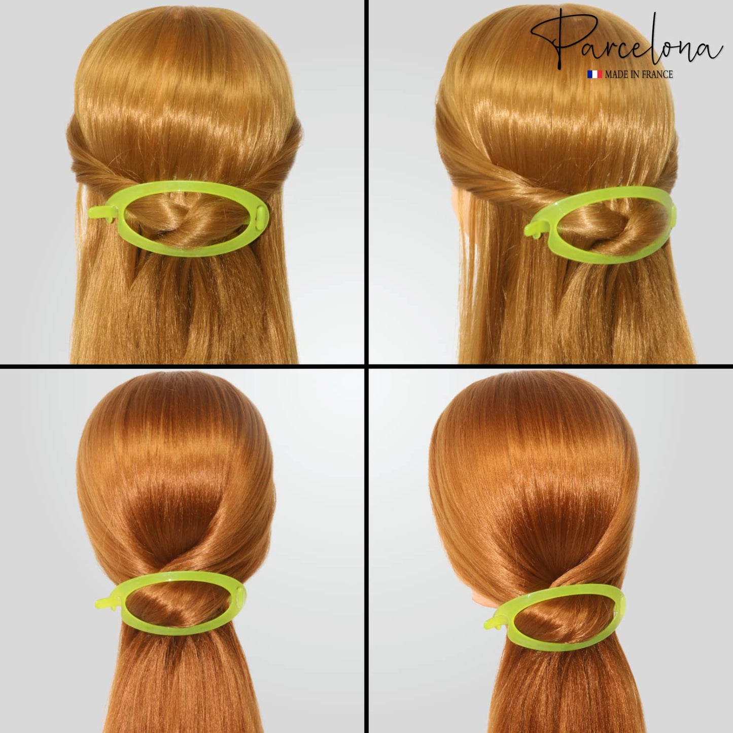 Parcelona French Oval Simple 4 1/4" Large Cellulose Acetate Metal Free Hair Barrette Clips Ponytail Non Slip Fashion Durable Styling Women Hair Accessories Hair Clip for Girls, Made in France(Neon