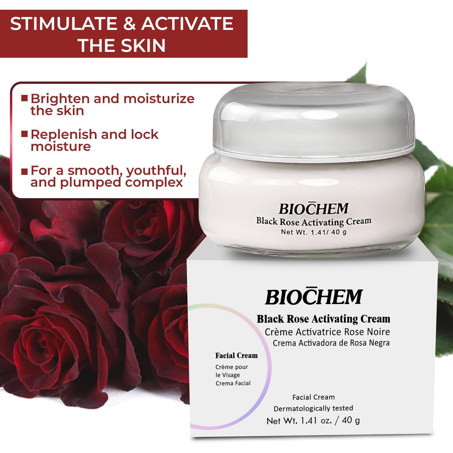 BIOCHEM Black Rose Activating Cream - Face Moisturizer 1.41 oz. / 40