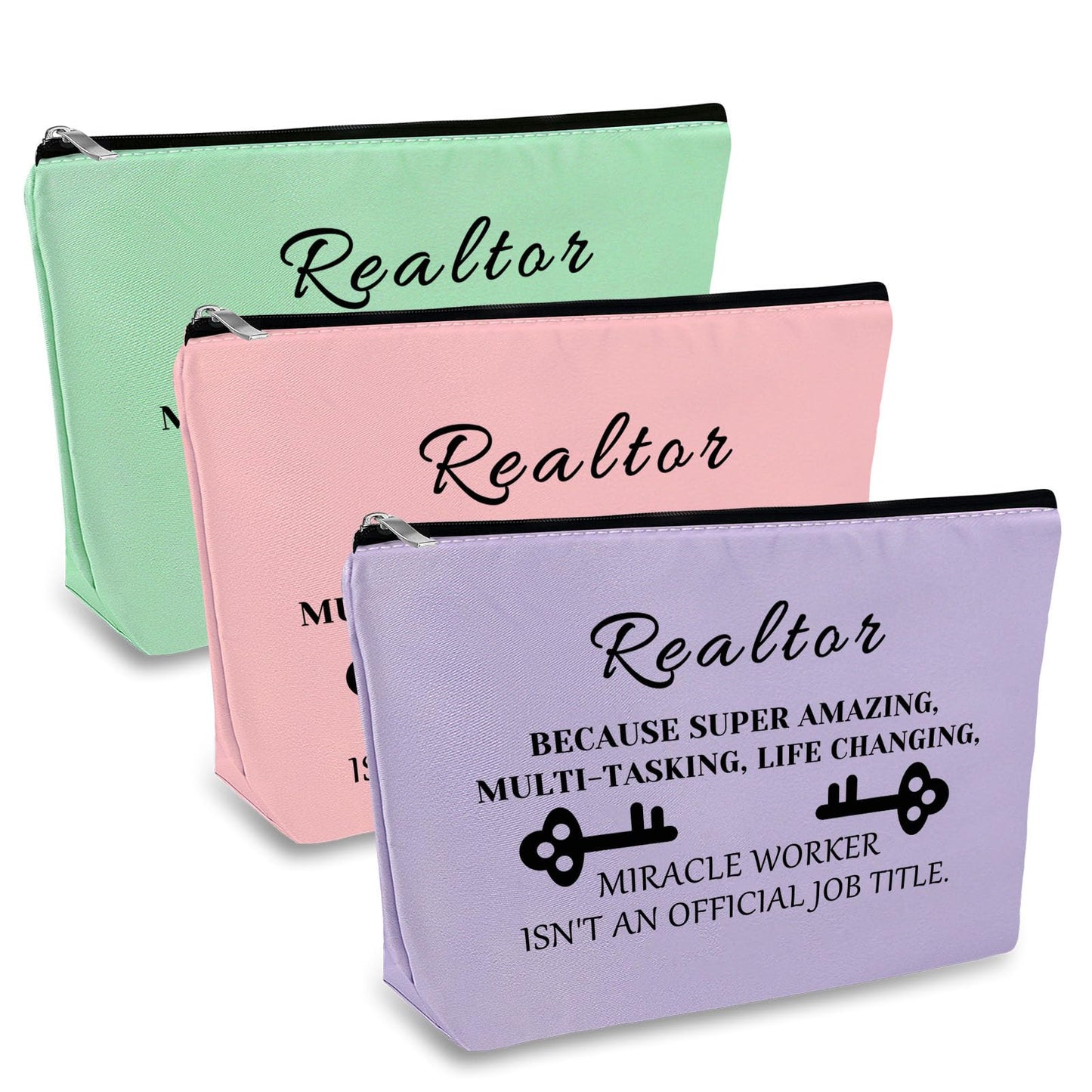 Realtor Gifts for Women 3 Pcs Makeup Bag Real Estate Agent Closing Gifts Cosmetic Bag Realtors Birthday Gifts Realtors Bags for Her Thank You Gifts for Realtor Appreciation Gift Christmas Gift