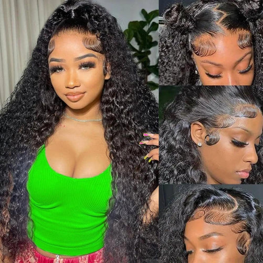 Eileen 13x4 HD Lace Front Wigs Human Hair Deep Wave 20 Inch Glueless Wigs Human Hair Wet and Wavy 180 Density Lace Frontal Wigs Human Hair Closure Wig Human Hair for Women Natural Black