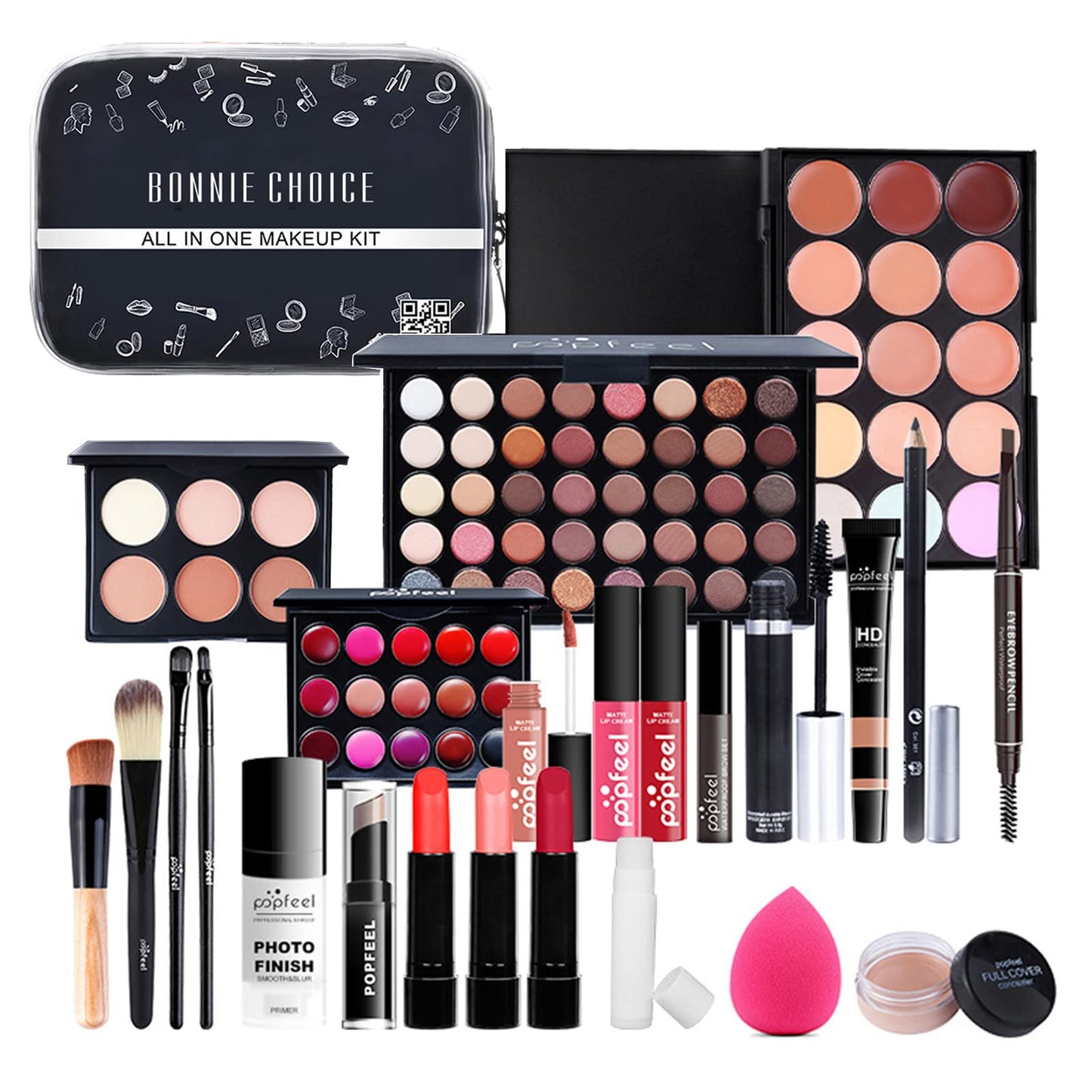 BONNIE CHOICE All-in-one Makeup Kit for Women Full Kit, Mother's Day Gifts Include Makeup Brush, Eyeshadow Palette, Lip Gloss Set, Lipstick, Blush, Foundation, Concealer, Mascara, Eyebrow Pencil