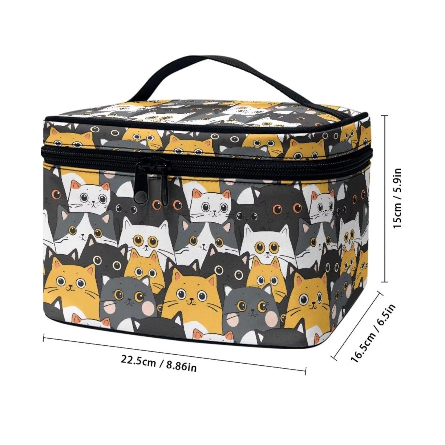 JoyLamoria Cute Cat Print Makeup Bag Pouch Cosmetic Bag Toiletry Bag Desk Cosmetics Pouch Storage Decor