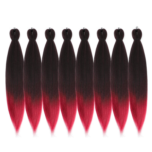 DIFUNEE Pre-stretched Braiding Hair - 16 Inch 8 Packs Ombre Red Short Braiding Hair For Twist or Box Braids, Yaki Texture Hot Water Setting Synthetic Braiding Hair Extensions (16 Inch, T530-8P)