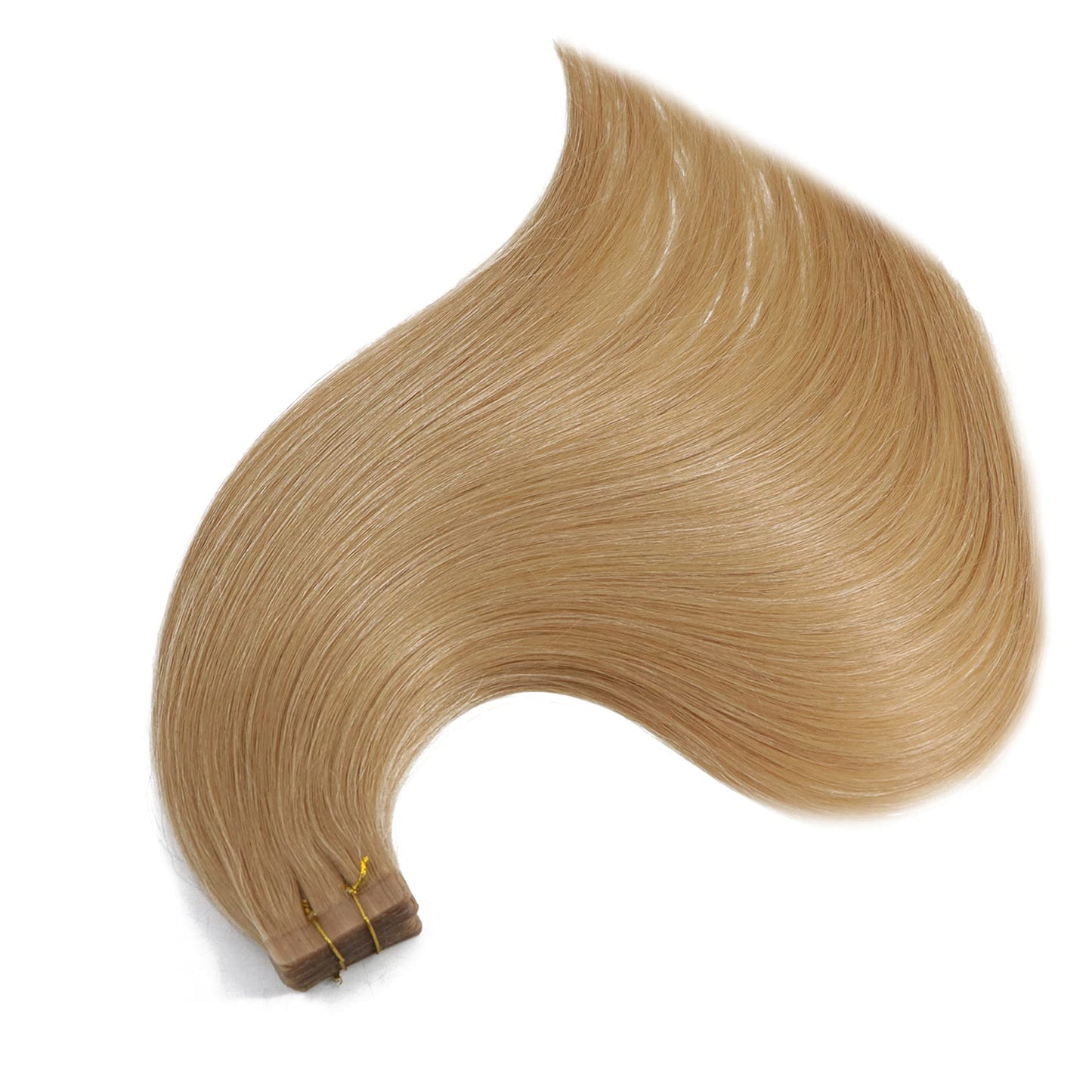 Honey Blonde Tape in Hair Extensions Remy Human Hair Strawberry Blonde 22Inch 20Pcs 60G Thick from Top to End, Silky and No Tangle Staight Tape ins for Fashion Women (22Inch #27 60g)