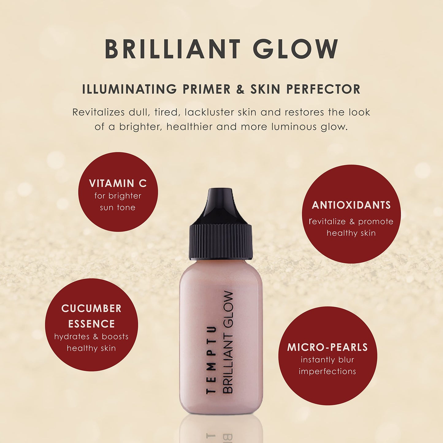 Temptu Brilliant Glow Illuminated Primer & Skin Perfector, Medium/Deep, 1 Fl Oz