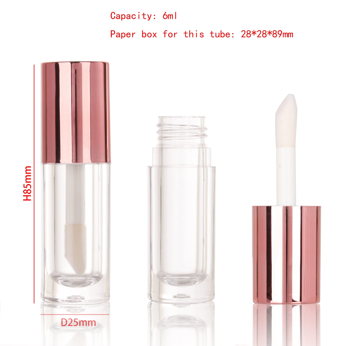 COSIDEA 14pcs Empty 6ml big brush Chunky lip gloss tubes for DIY lip gloss,Rose Gold Large doe foot wand l lipgloss containers