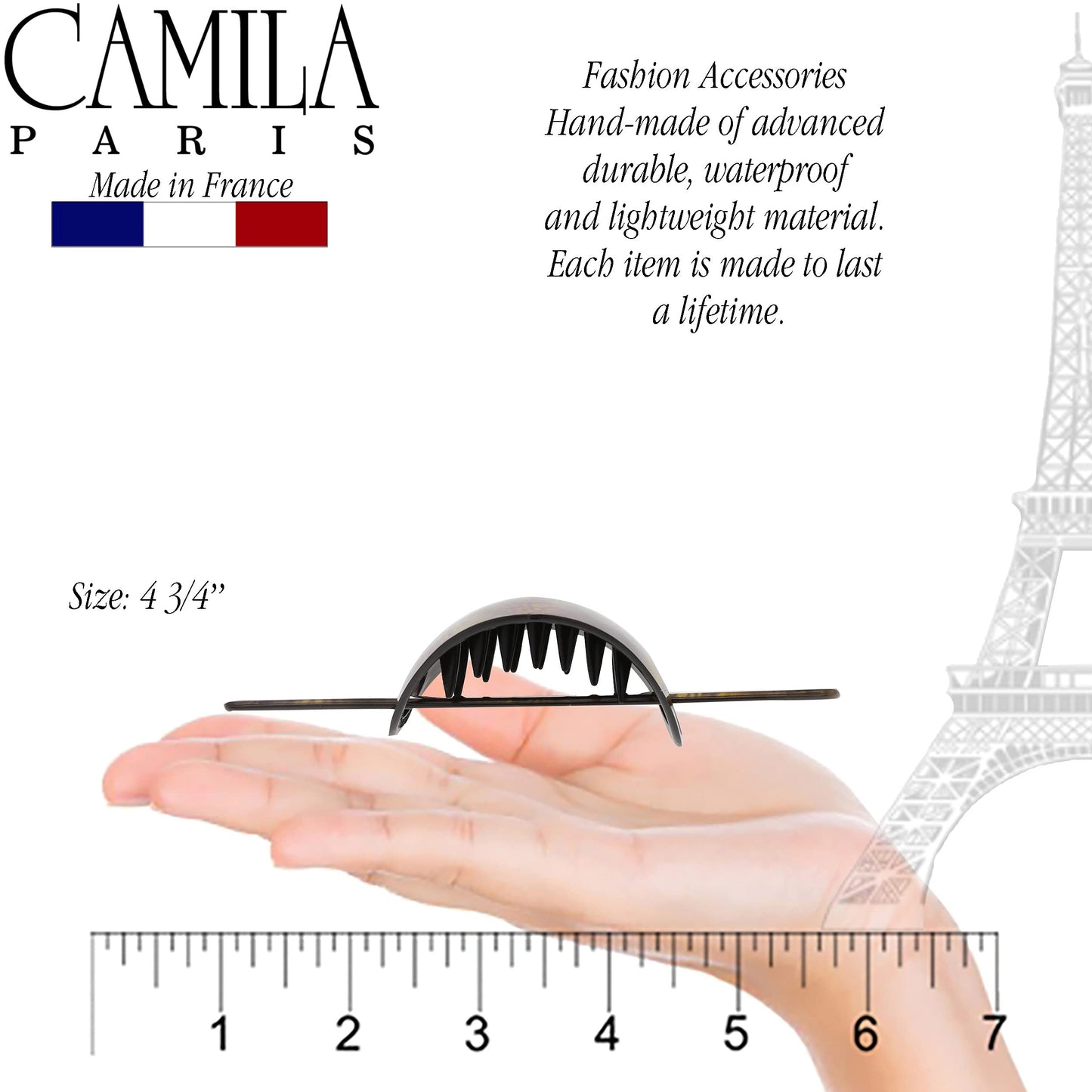 Camila Paris CP3242 French Hair Bun Holder Cover Cap Hair Updo, Brown, Hair Pin Thru, Strong Hold Grip Hair Clips for Women, No Slip and Durable Styling Girls Hair Accessories, Made in France