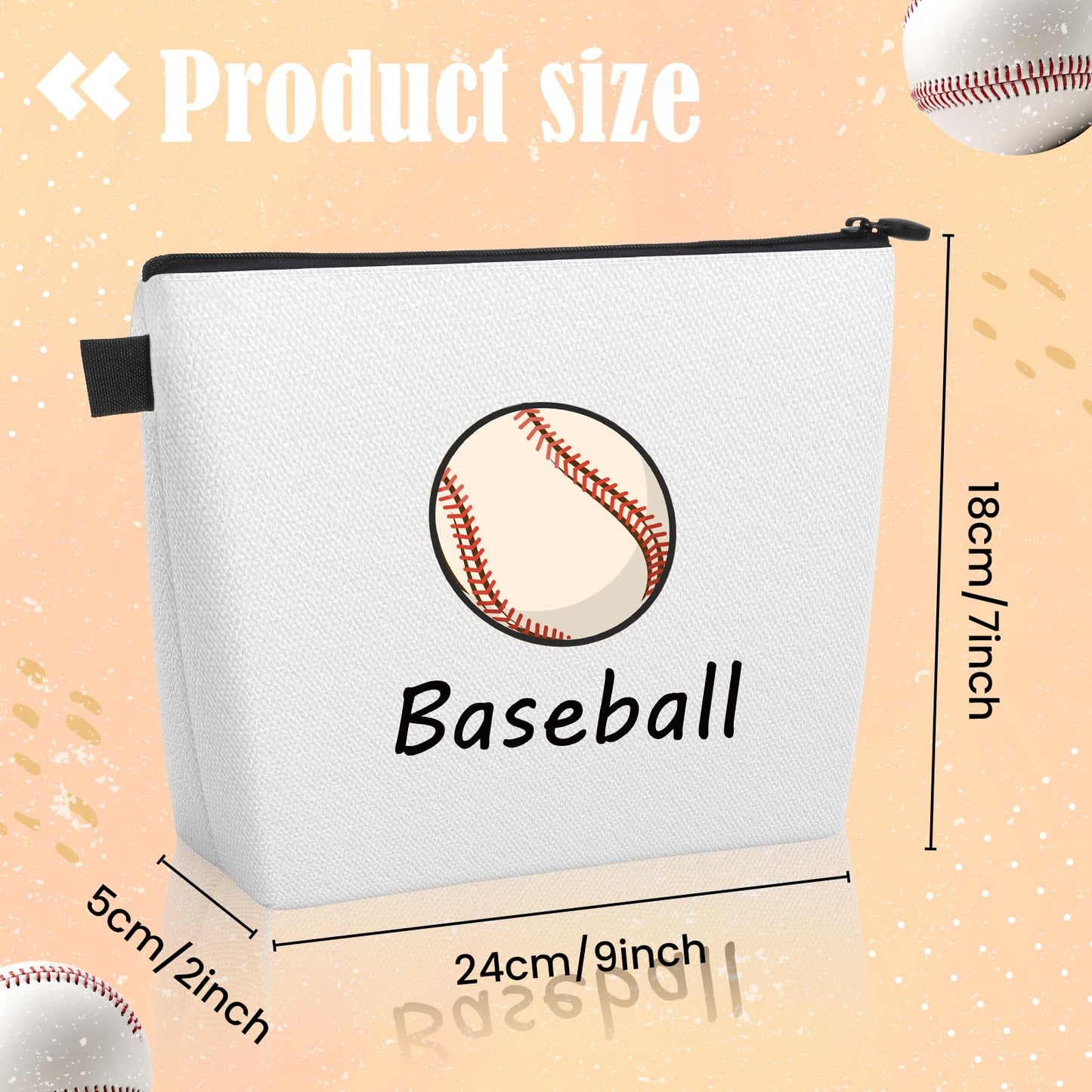 Baseball Makeup Bag for Teens, Inspirational Canvas Baseball Cosmetic Bag Pouch Accessories for Players Teams Stuff, Sport Party Favors Birthday Graduation Nurse Gifts for Her Girls Friends Women