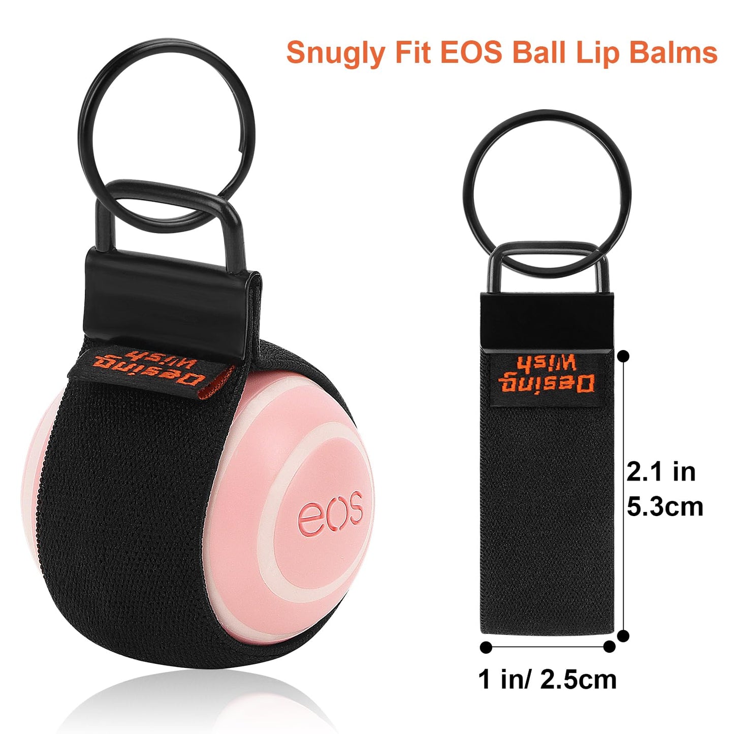 Desing Wish 4 Pack Chapstick Holder Compatible with eos Round Lip Balm, Anti-Lost Lip Balm Holder Keychain Sleeves Tight-fitting Elastic Chapstick Keychain Holder for EOS (Black)