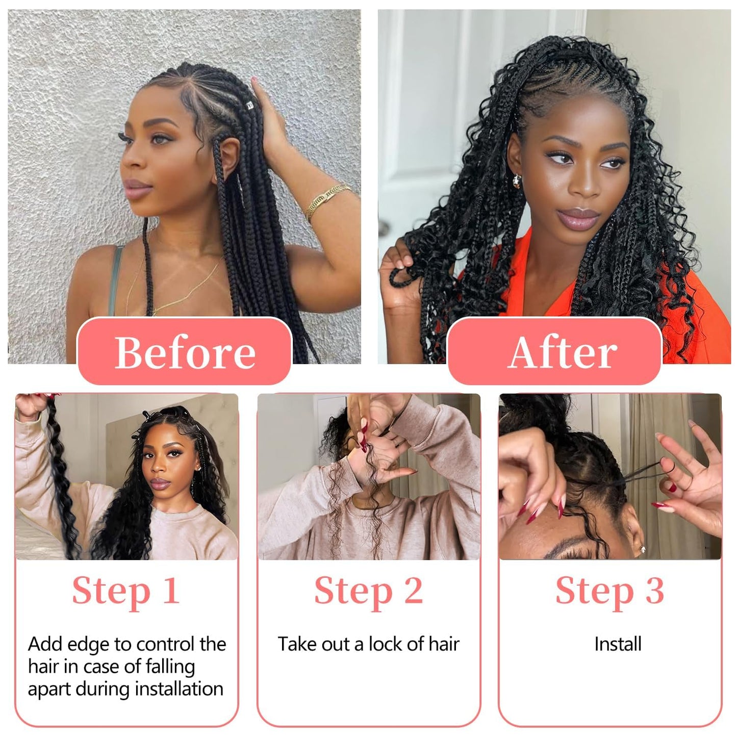 Human Braiding Hair Deep Wave Bulk Human Hair 20 Inch for Boho Braids Hair Extensions No Weft Brazilian Human Hair 2 Bundle Wet and Wavy Human Hair Braiding Hair Natural Black (1Pack-2 Bundle-100g)