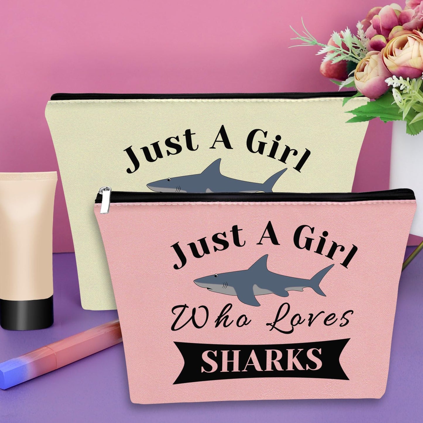 3PCS Shark Gifts for Adults Makeup Bag Shark Themed Gifts for Girls Shark Birthday Gifts Sharks Week Gift Cosmetic Bag Animal Lover Gift for Friend Graduation Gifts for Her Christmas Gifts