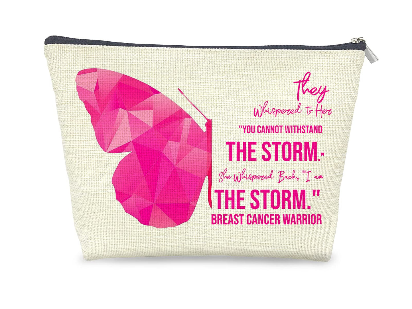 Breast Cancer Breast Gifts for Women Survivor, Breast Cancer Warrior Inspirational Cosmetic Bag Gift Idea for Women,Breast Cancer Awareness Travel Makeup Bag,Gifts for Breast Cancer Patients Women