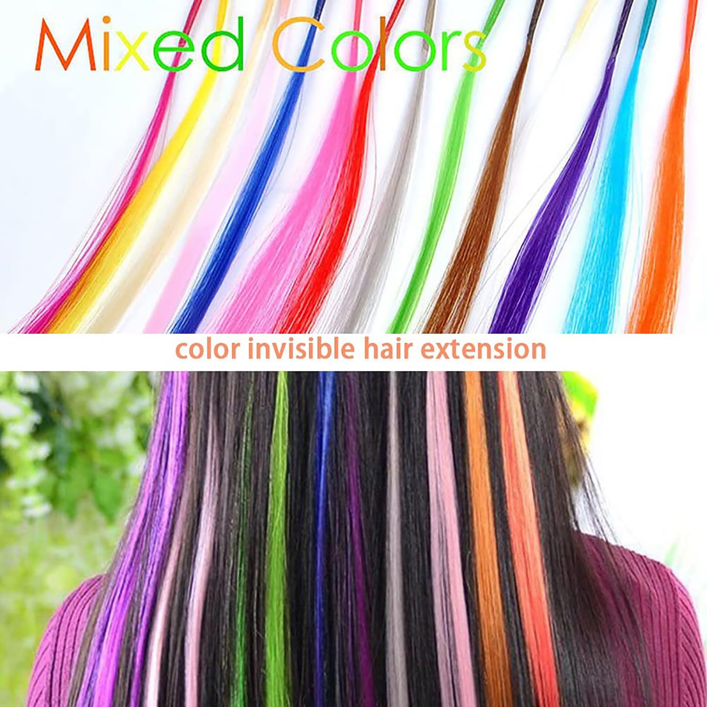 Rainbow Hair Extensions Kit: 90-100 Pcs, 21 Inch I-Tip Colored Microlink Hair Set for Women, Kids - Gifts, Cosplay, Parties, Highlights (Multi-Colors Kit)