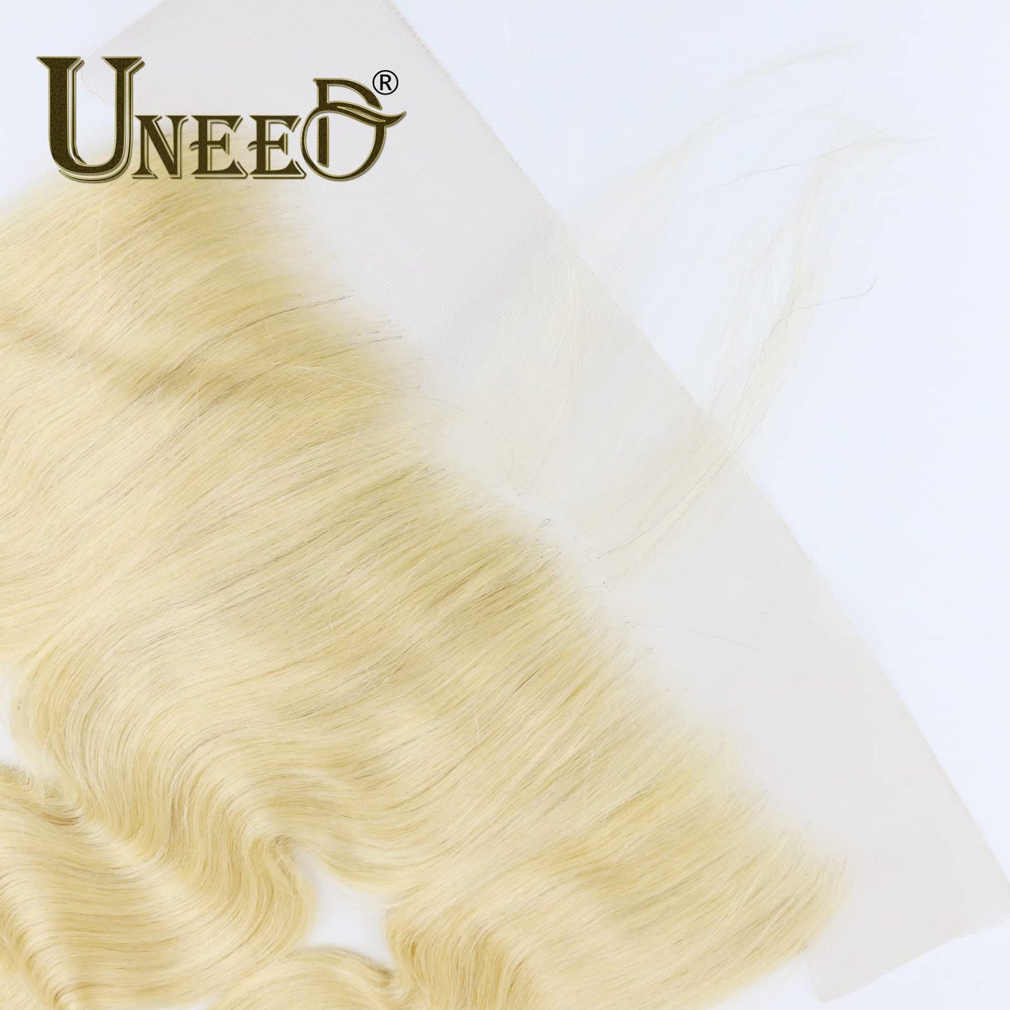 UNEED 613 Frontal 13x4 613 HD lace Frontal Blonde Transparent Lace Frontal Closure Free Part Ear To Ear Brazilian Virgin Remy Body Wave Human Hair Pre Plucked with Baby Hair Blonde Color 12 Inch