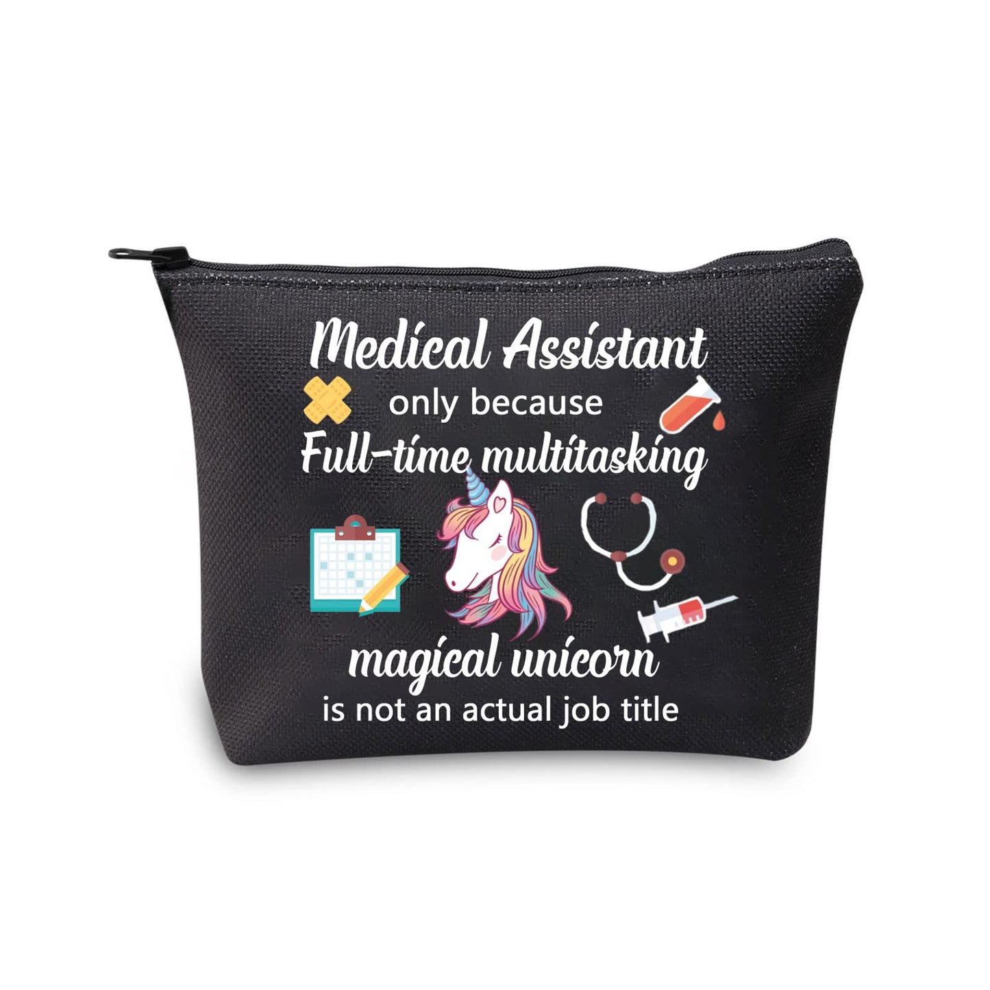 MBMSO Medical Assistant Makeup Bag MA Gift for Nurse Medical Assistant Graduation Gift Cosmetic Pouch Bag Unicorn Bag(Medical Assistant bag-black)