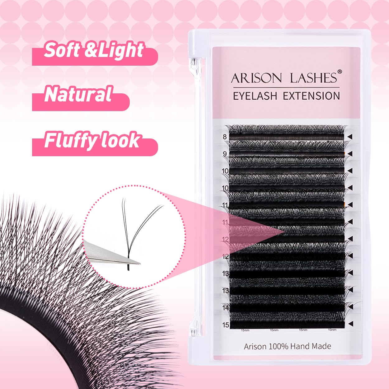 W Eyelash Extensions 5D Volume C Curl 0.07mm 13mm Black Fan W-shaped Lash Extensions Premade