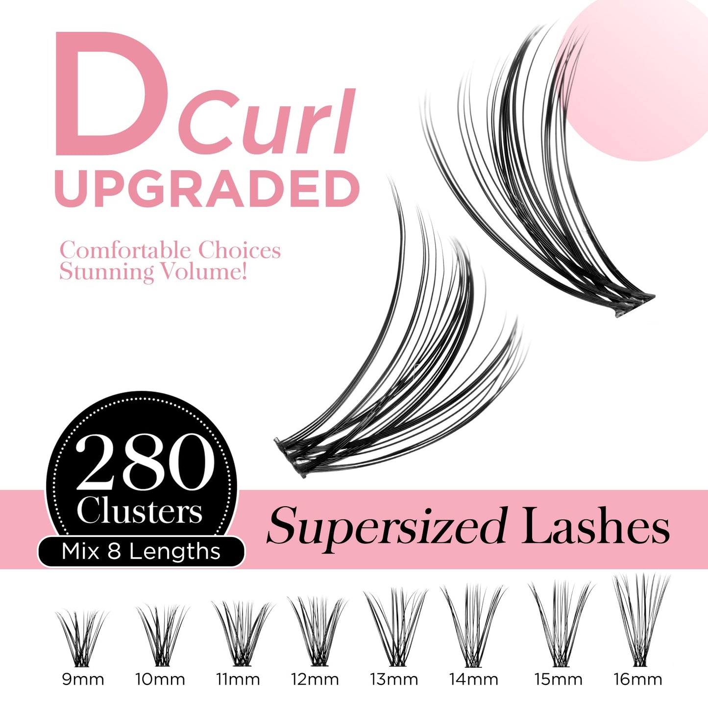 BEYELIAN Lashes Clusters D Curl 280pcs 10-16mm Cluster Lashes Dense Look DIY Eyelash Extensions Super Thin Band & Soft Lashes Reusable Mixed Tray Volume False Lashes (30+40D)