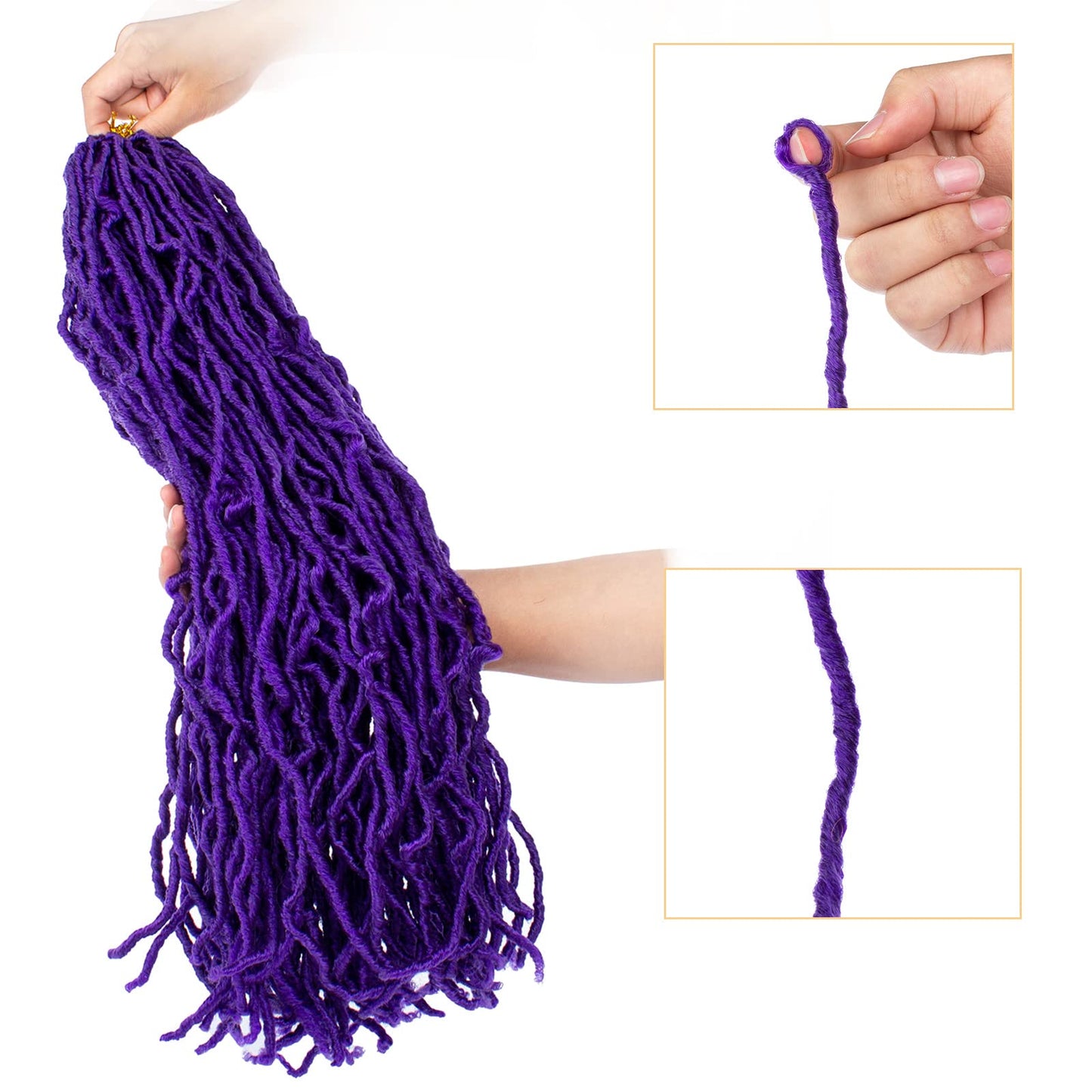 ZRQ 6 Packs Purple Soft Locs 24 Inch Faux Locs Crochet Braids Hair Pre-looped Colorful Locs, Curly Wave Goddess Locs Extended Afro Roots Dreadlocks Hair Extension Purple#