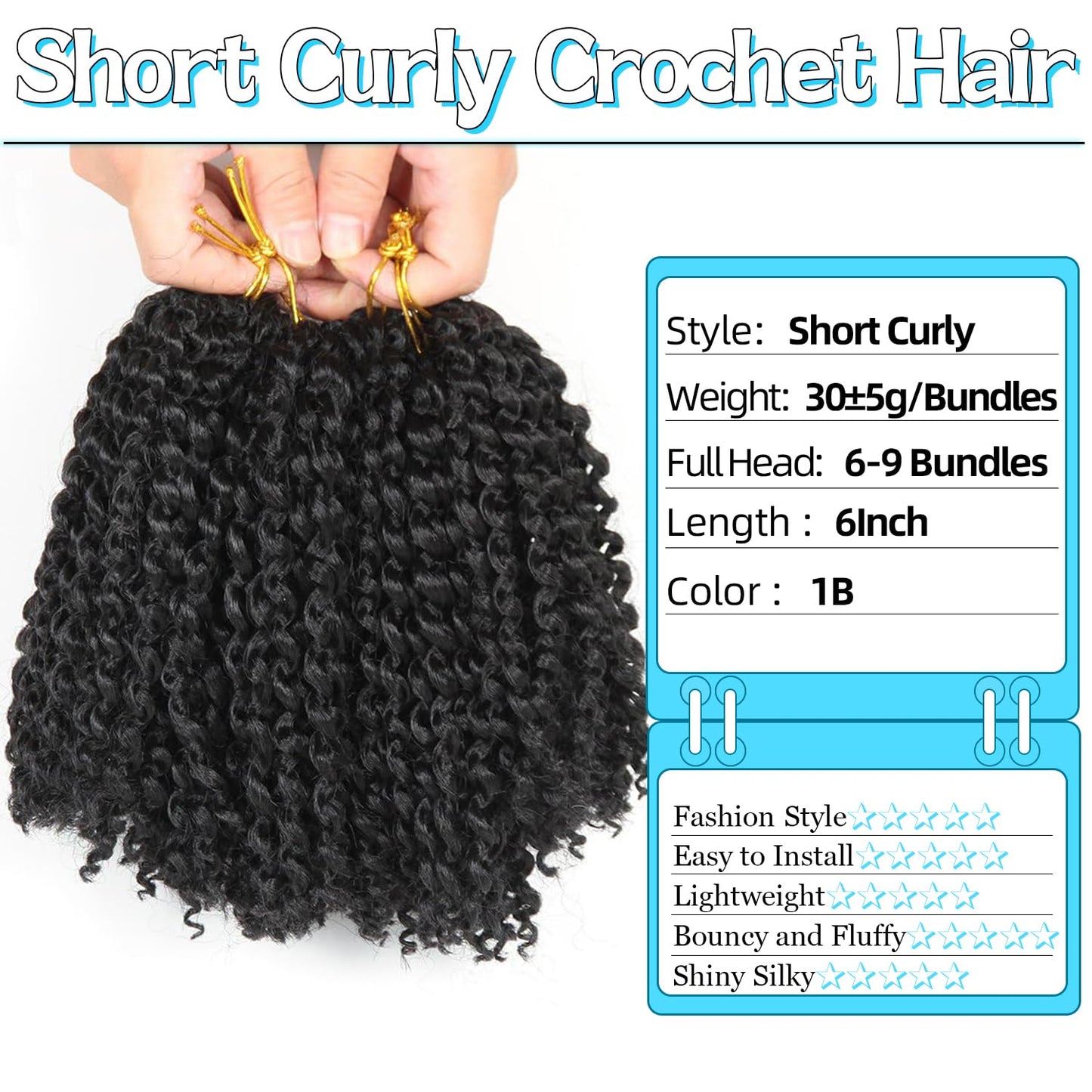 6 Inch Short Passion Twist Hair 8 Bundles Marlybob Crochet Hair Kinky Curly Crochet Hair for Black Women (8Bundles6 Inch, 1B#)