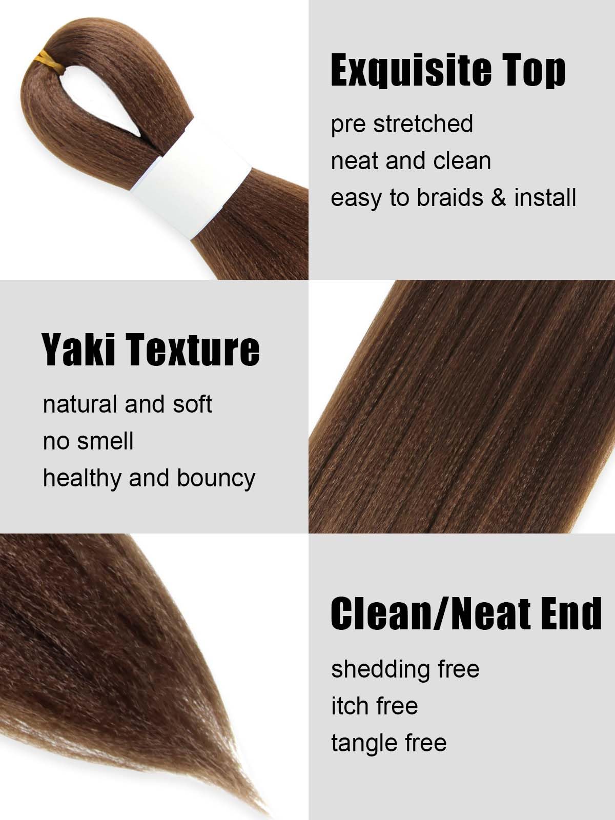 KAVSORAPI Brown Braiding Hair 16 Inch Pre Stretched Hair Short Straight Crochet Braids Yaki Texture Synthetic Fiber 8 Packs (30#/Medium Dark Brown)