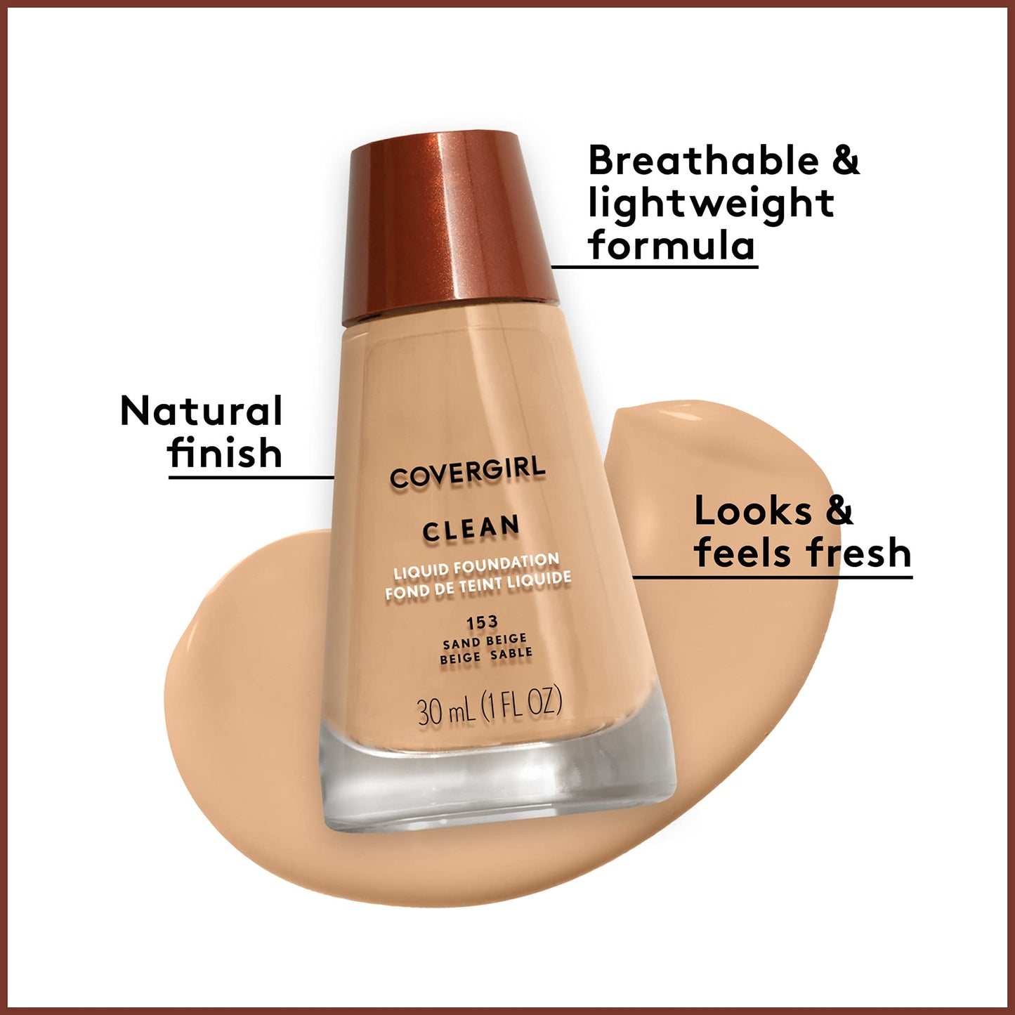 COVERGIRL Clean Makeup Foundation Tawny 165, 1 oz (packaging may vary)