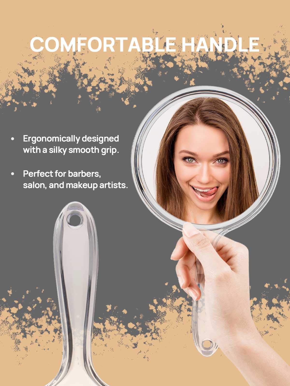 OMIRO Hand Mirror, Double-Sided Handheld Mirror 1X/3X Magnifying Mirror with Handle, Set of 6 (Clear)