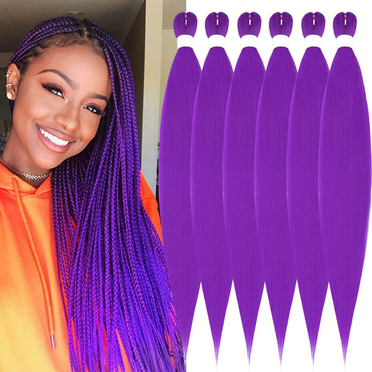 TENGSHUO FLY Pre Stretched Braiding Hair Ombre 30 Inch 6 Packs Synthetic Crochet Braids Hot Water Setting Professional Soft Yaki Texture Synthetic Hair Extensions(30 Inch (Pack of 6),30-Purple)