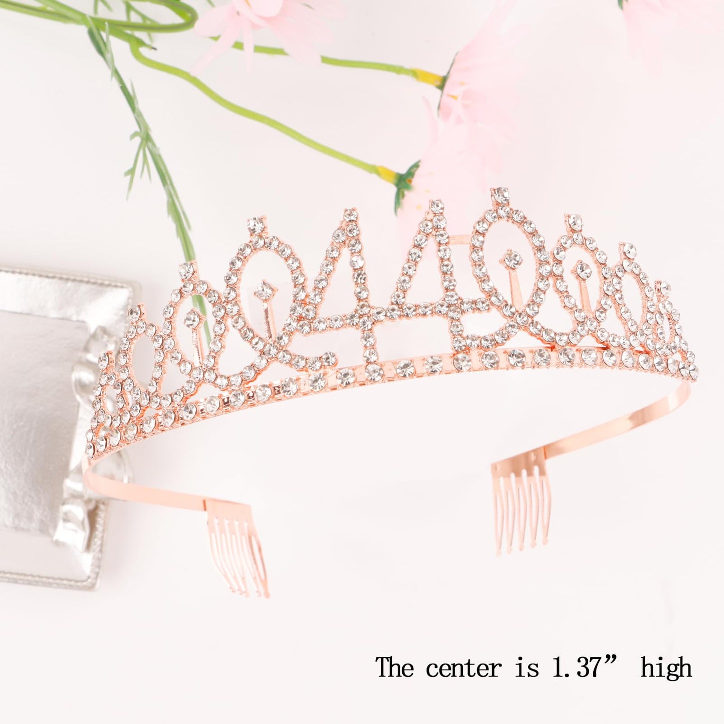 CIEHER 44th Birthday Crown + 44th Birthday Sash + Pearl Pin Set, 44 & Fabulous Birthday Sash, 44 Birthday Tiara, 44th Birthday Decorations for Women, 44th Birthday Gifts