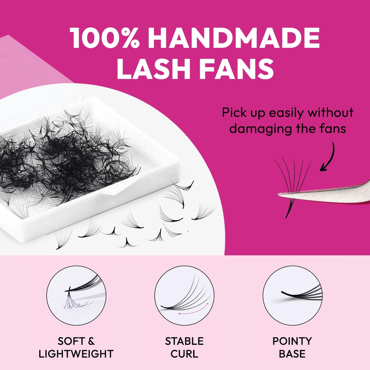 Eyesy Lash 500 Promade Fans | 12D 0.03 Size 15mm Curl CC | DIY Eyesy Eyelash Extension Premade Lashes Mega Volume Lash Extensions Pro Made Fans Eyelash Extensions Pestanas Pelo A Pelo False Eyelashes