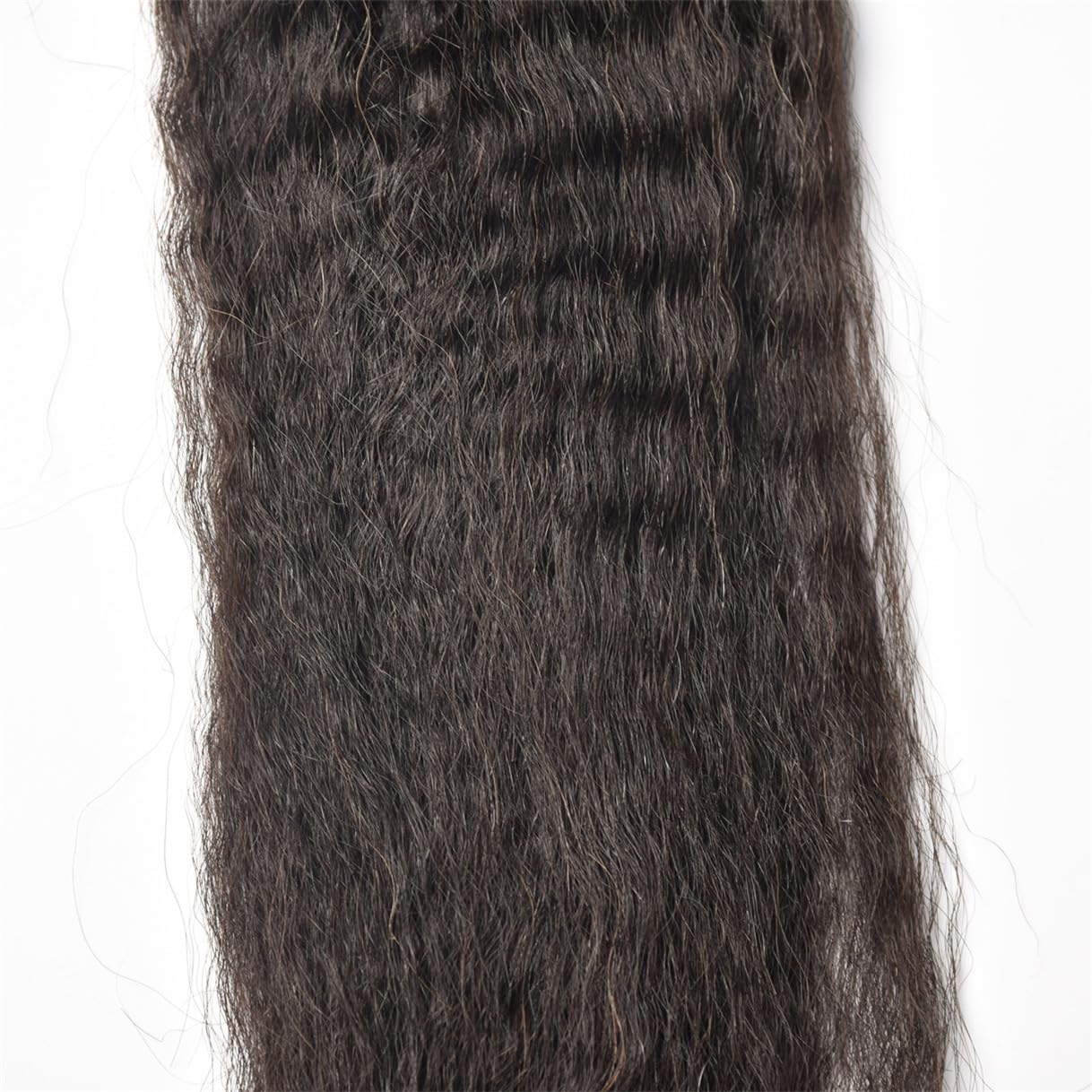 Brazilian Kinky Straight 2x6 Lace Closure 100% Unprocessed Human Virgin Hair Coarse Italy Yaki Pre-Plucked Hairline Frontal Closure Natural Black With Baby Hair (22inch, 2x6 ks yaki closure)