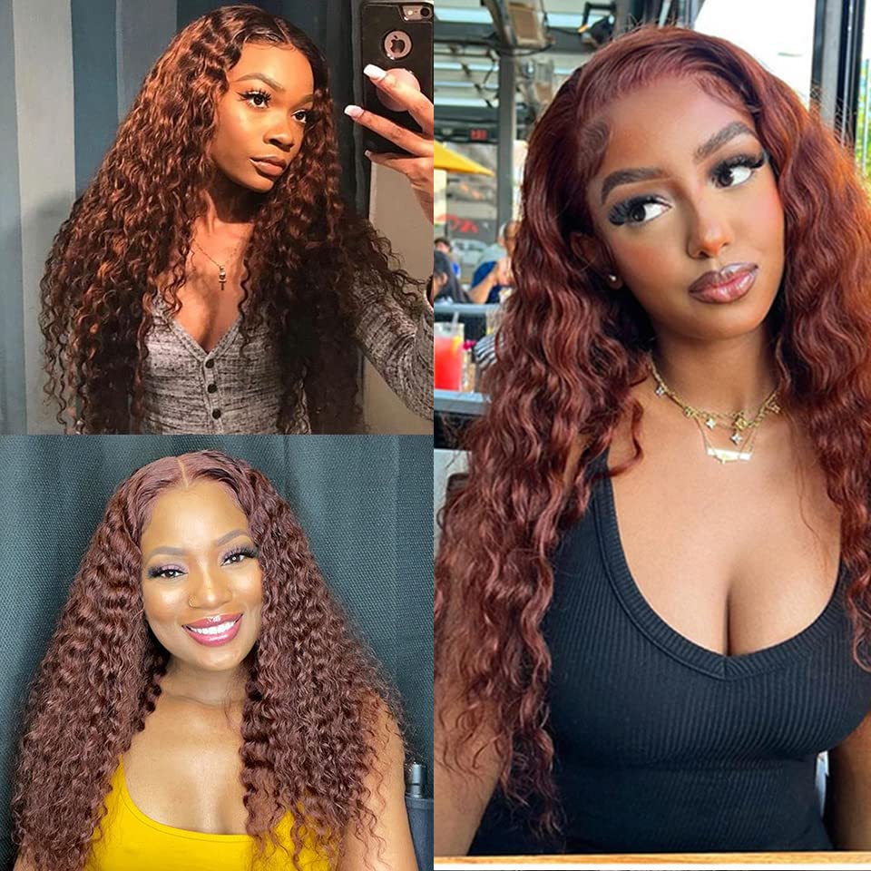 30 32 34 Inch Color #30 Deep Wave Bundles Brown Human Hair Bundles Peruvian Virgin Remy Hair Mixed Bundles Color #30 Bundles Human Hair Light Brown Deep Wave Bundles Hair Weave