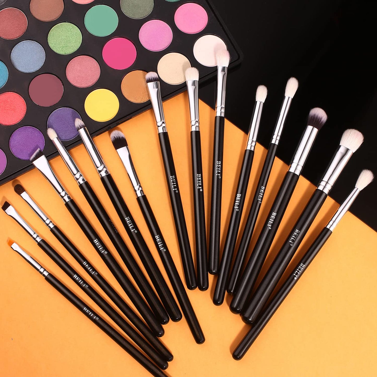 BEILI Eye Makeup Brushes 15pcs Eyeshadow Brushes Soft Synthetic-Natural Hair Eye Shadows Blending Concealers Eyebrow Eyeliner Professional Make Up Brushes Set