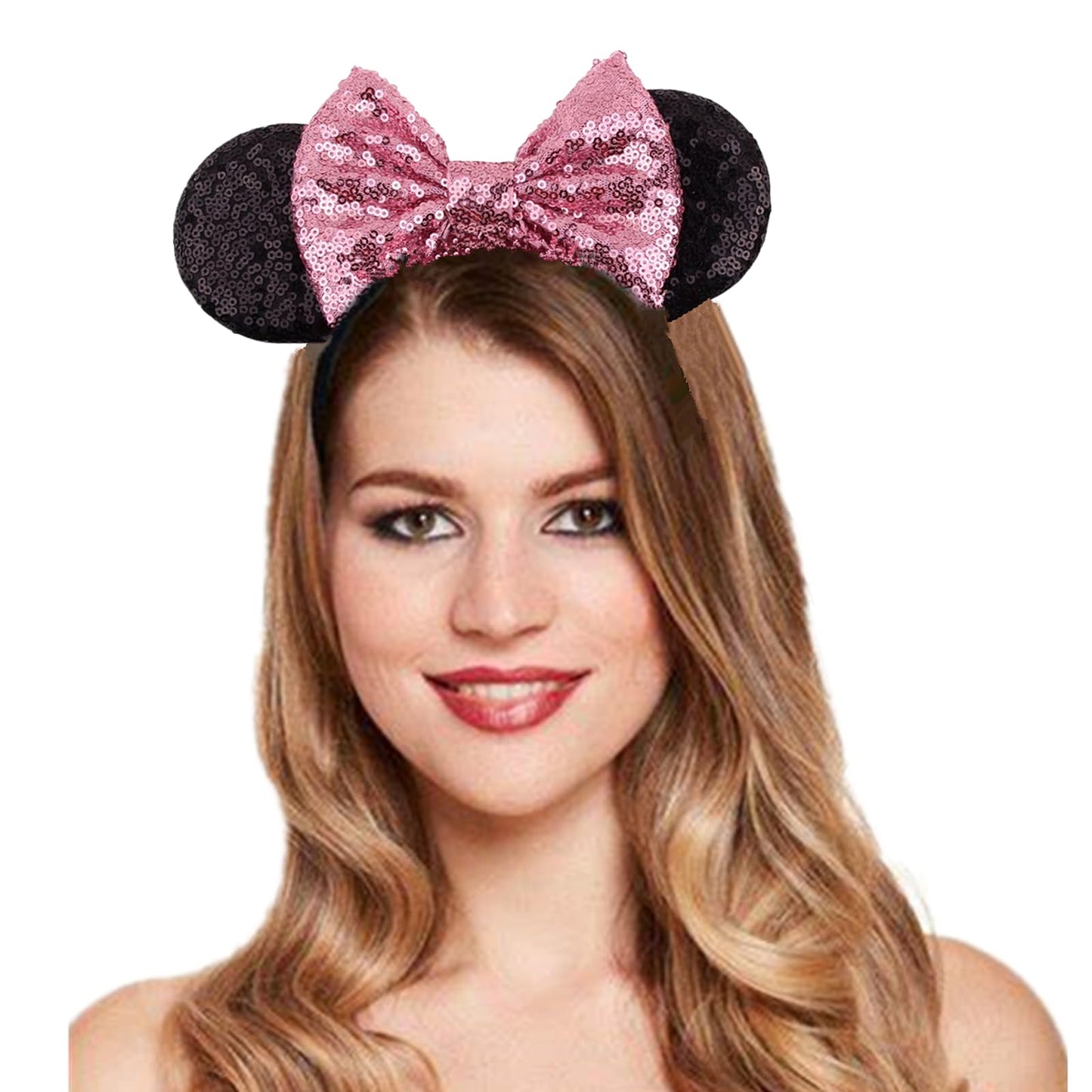 JOYFISCO Mouse Ears Headbands Shiny Bow Mouse Ears Headband Glitter Party Princess Decoration Cosplay Costume for Women Girls