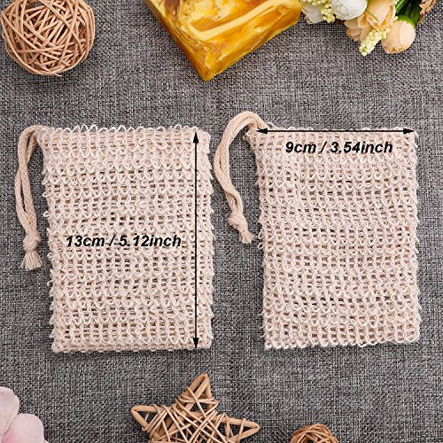 15 Pieces Soap Saver Bag Soap Pouch Sisal Mesh Soap Bag Drawstring (Natural)