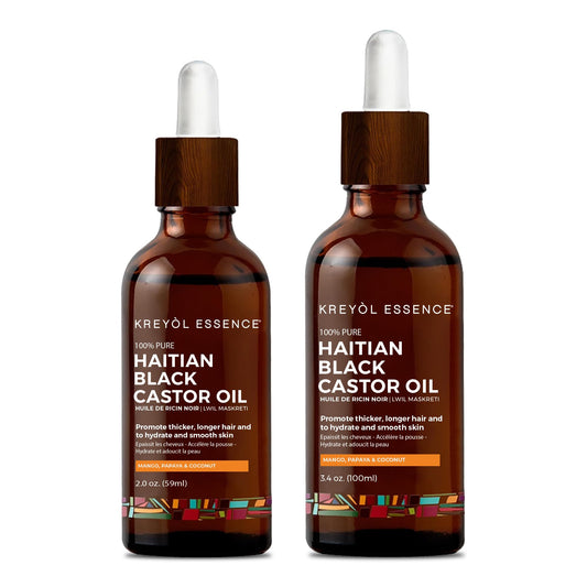 Kreyol Essence Haitian Black Castor Oil - Mango Papaya & Coconut, 2 fl oz and 3.4 fl oz